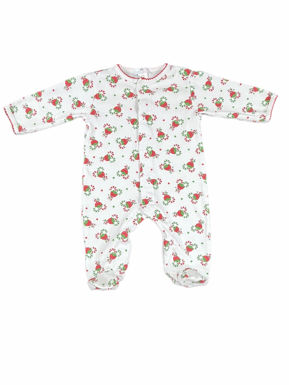 BABY BLISS Pima Candy Cane Snap Footie - 3-6M